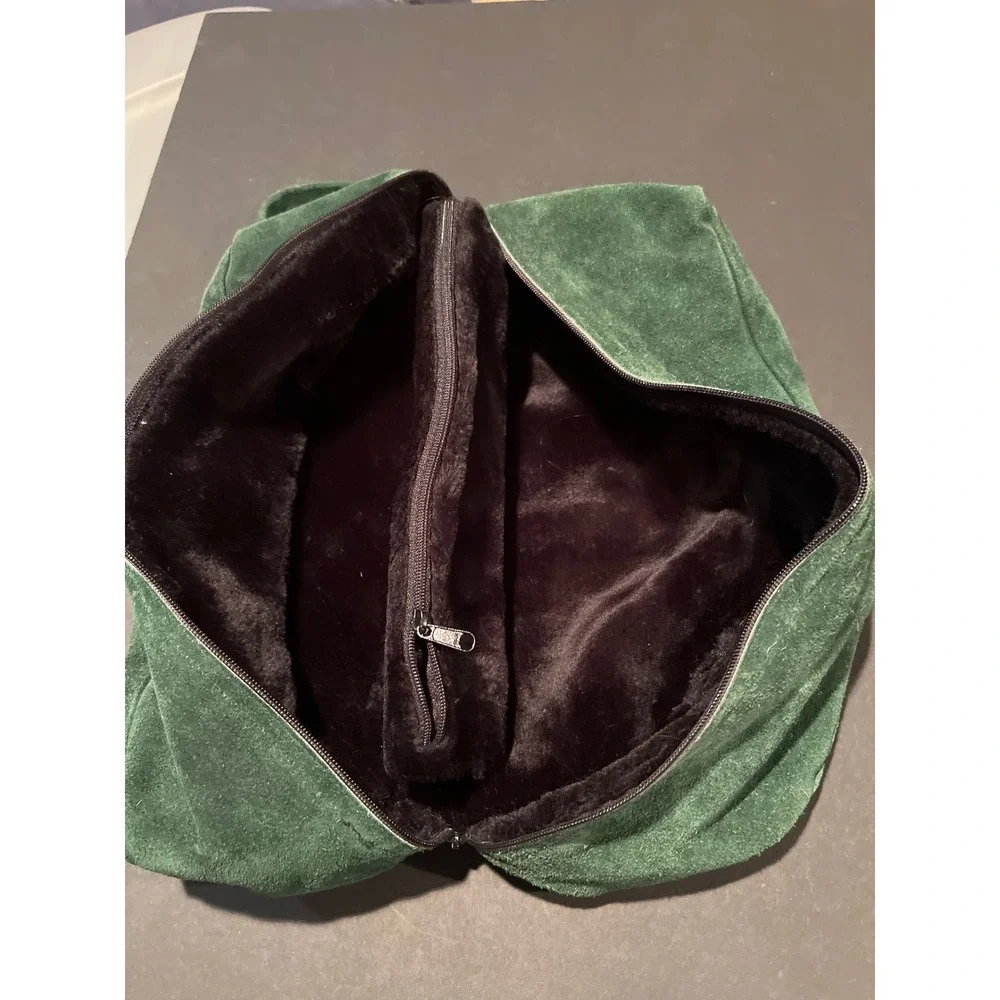 Northern Trust Green Suede Golf Shoe Bag Faux Fur Lined Travel Carrier Case